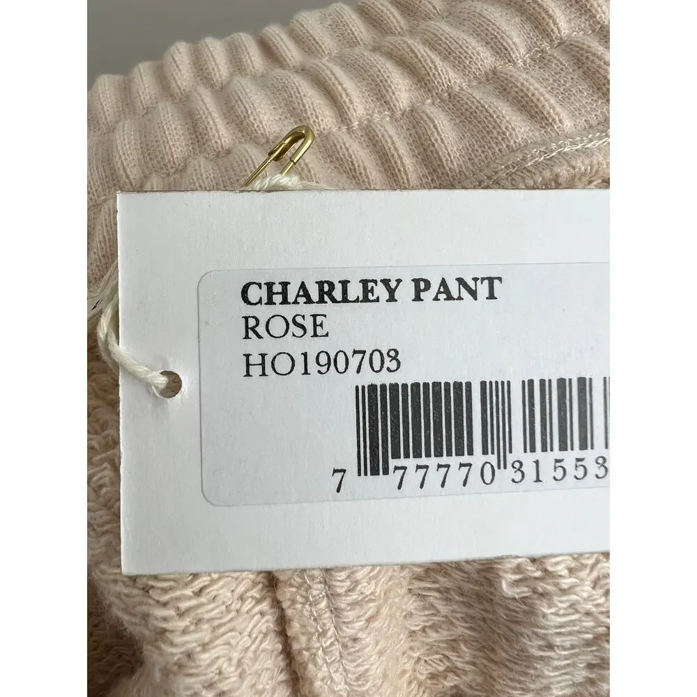 ULLA JOHNSON Cream Brown Drawstring Waist Floral Rose Charley Pant Size L NEW